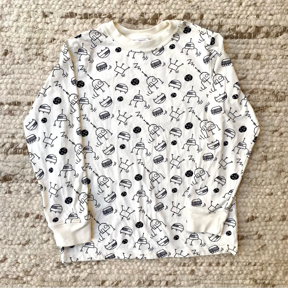 Hanna Andersson Kids Long John Pajama Top – Robots Print – Size 130 (US 8), NWOT